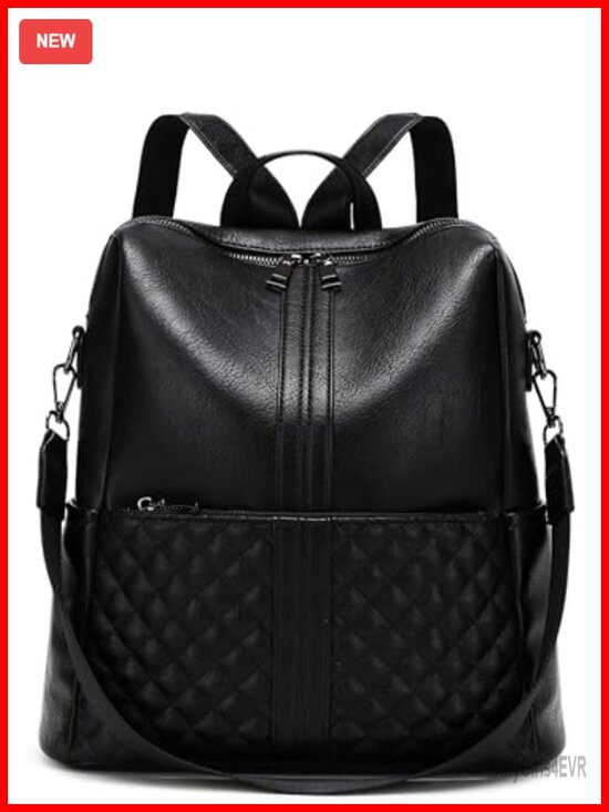 Faux Leather Fashion Backpack Purse with Tassel Multi Pockets Travel Daypack